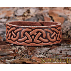  Leather Bracelet Cuff Wristband  Celtic Knotwork  Vikings Nordic Talisman Amulet  Carving Leather 